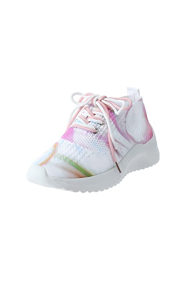 Woaikeyu Baskets Femmes Mode Couleur Maille Sneakers Respirant Bout Rond à Lacets Chaussures De Course Plates Chaussures De S