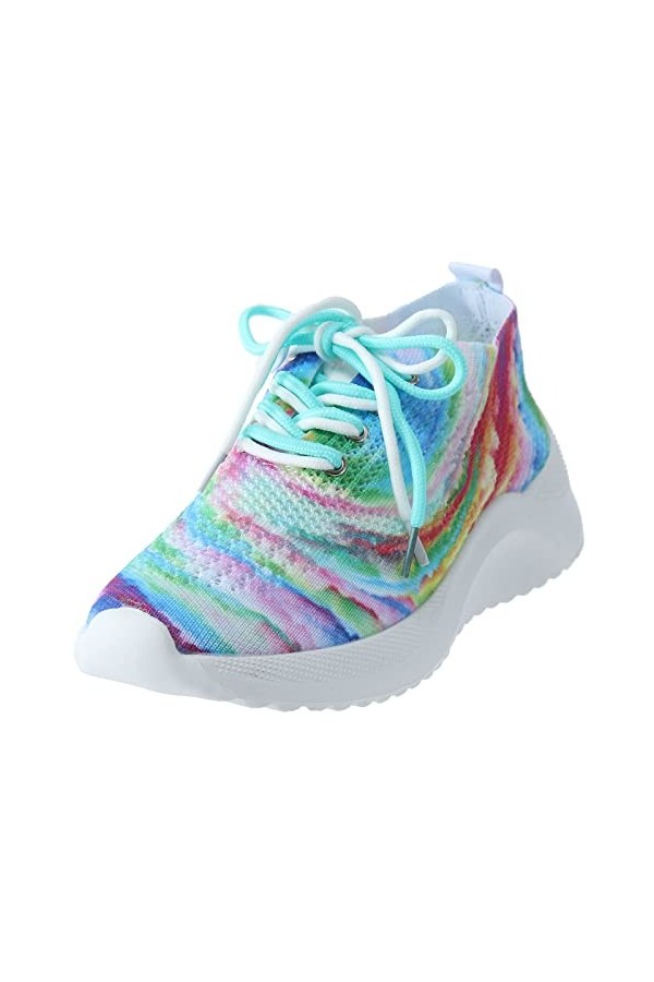 Woaikeyu Baskets Femmes Mode Couleur Maille Sneakers Respirant Bout Rond à Lacets Chaussures De Course Plates Chaussures De S