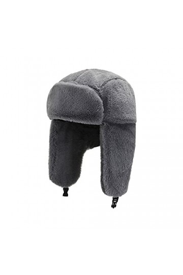 AWOCAN Chapeau dhiver unisexe en fausse fourrure douce et chaude avec rabats doreille pour patinage sur glace et activités 