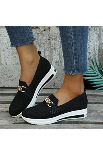 Femme Air Baskets Chaussures Fitness Sport Sneakers Basket Femme Confort Chaussure de Running Mesdames mode boucle en métal m