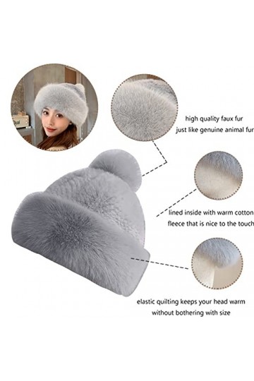 iSpchen Chapeau dhiver en Fausse Fourrure pour Femmes avec Protection des Oreilles, Chapeau dhiver Épais Et Chaud avec Chap