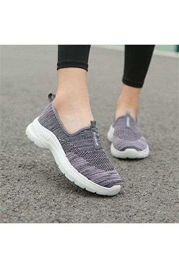 Chaussures Cuir Noir Baskets Mode Femmes Baskets Confort Femmes Chaussures décontractées Femmes Gris Couleur Chaussures de Ma