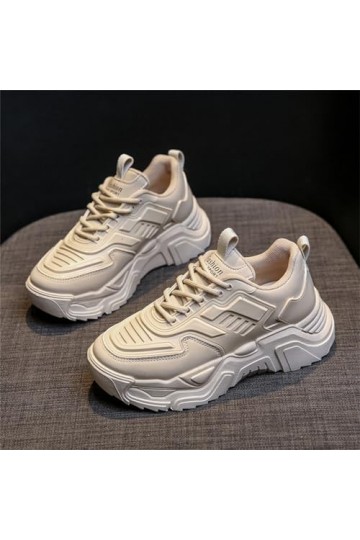 Baskets rétro Simples à Fond épais et à Hauteur Chaussures décontractées pour Femmes Chaussures de Course Plates amortissant 