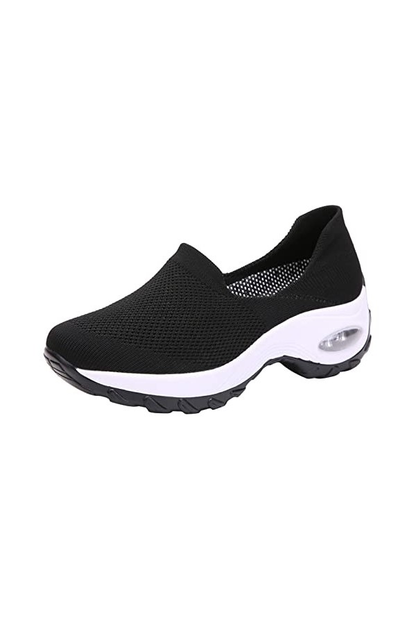 Chaussures Basket-Ball Femme Mesdames Mode Couleur Unie Maille Respirant Semelle épaisse Semelle Souple Baskets décontractées