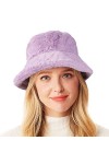 Wheebo Chapeau bob dhiver moelleux pour femme en fausse fourrure chapeau de pêcheur chaud et pelucheux, 1 gris foncé., Taill