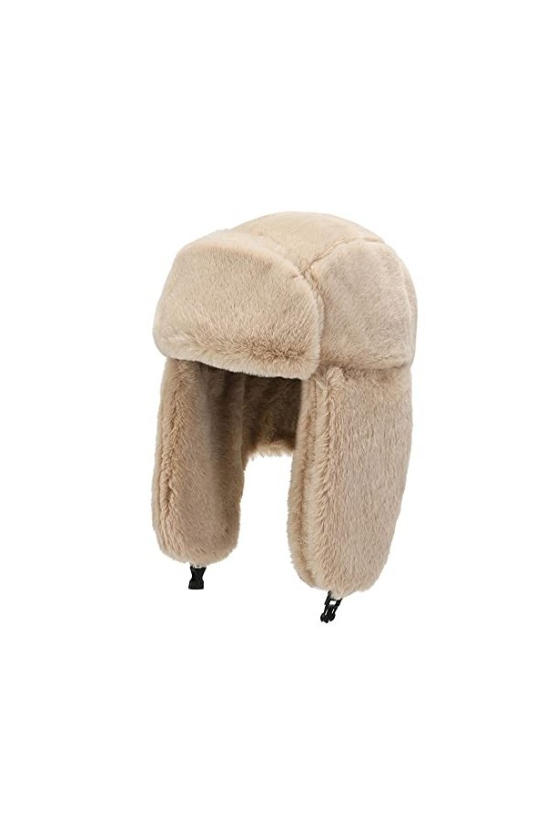 YUDATPG Chapeau bomber pour femme en fausse fourrure,Chaud,Unisexe,Ushanka,Hiver,Cosaque russe,Coupe-vent,Fermeture épaisse,R