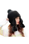 SIQITECHUK Bonnet en fausse fourrure pour femme,Bonnet bomber russe tricoté à pompons,Chapeau dhiver chaud,Chapeau de trappe