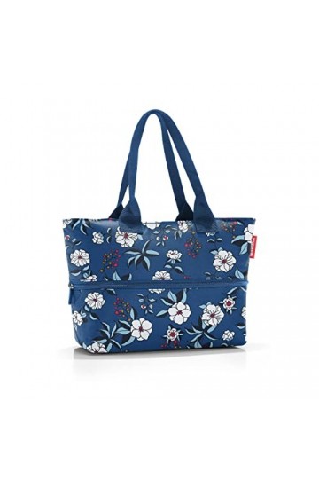 reisenthel shopper e1 - Sac grand volume en tissu polyester de haute qualité, Couleur:florist indigo