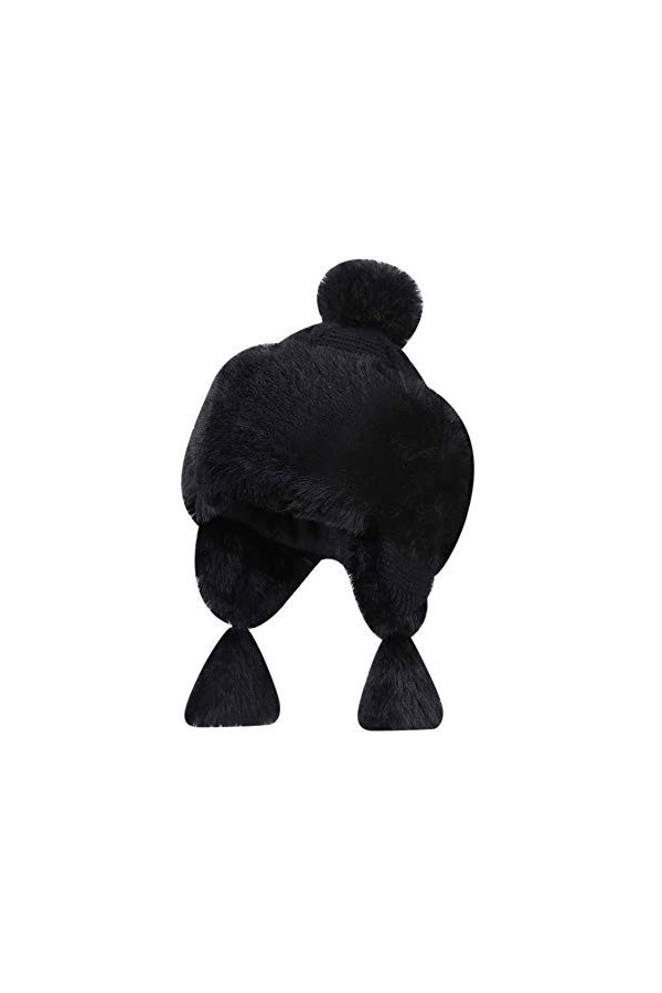 SIQITECHUK Bonnet en fausse fourrure pour femme,Bonnet bomber russe tricoté à pompons,Chapeau dhiver chaud,Chapeau de trappe