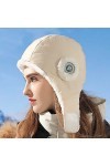YUDATPG Chapeau de bombardier pour femme - Chaud - Coupe-vent - Pour lhiver - Pour sports de plein air - Respirant et doux -