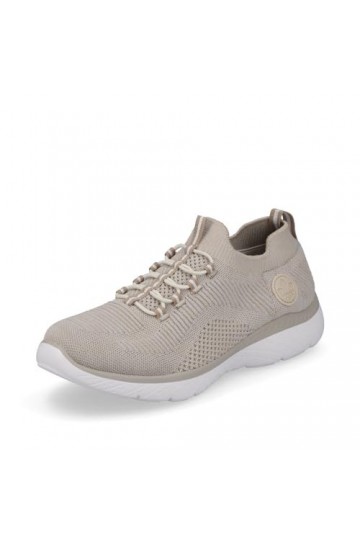 Rieker Femme Baskets M5074, Dame Baskets Basses,Semelle intérieure Amovible,Chaussures de Rue,Loisirs,Sport,Beige Beige / 64