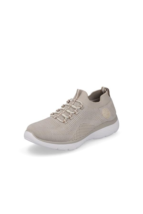 Rieker Femme Baskets M5074, Dame Baskets Basses,Semelle intérieure Amovible,Chaussures de Rue,Loisirs,Sport,Beige Beige / 64