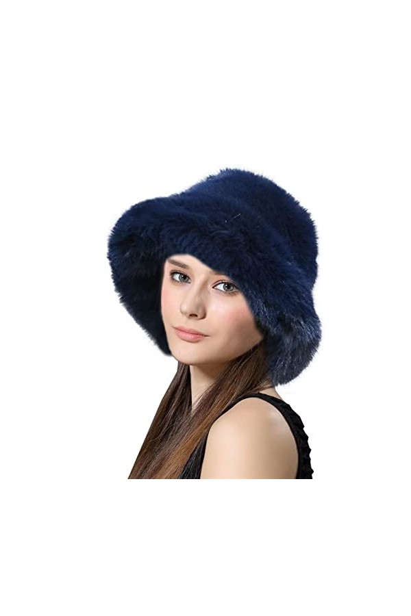 Lifup Femmes Bob en Fausse Fourrure Chaud Chapeau de Seau Hiver Chapeau de Pêcheur Marron 1 Taille Unique