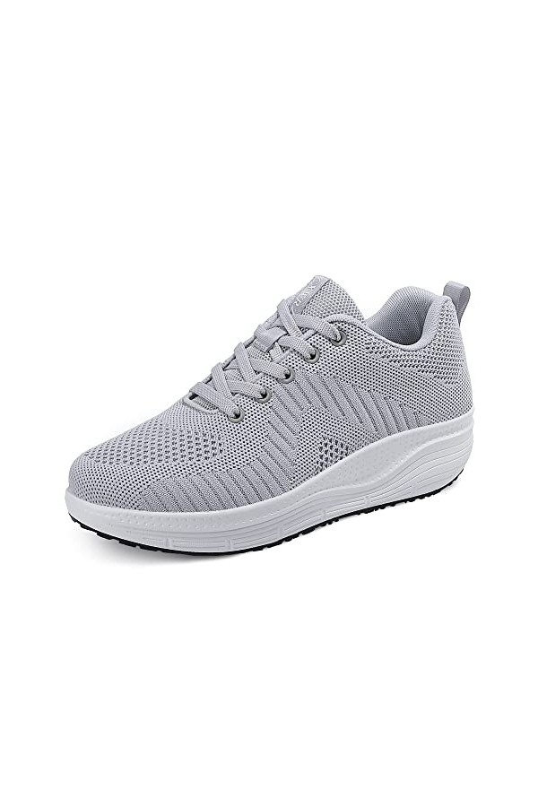 CXWRZB Femme Plateforme Baskets Mode Sneakers Compensées Gym Sport Chaussures Noir Violet Mesh 40 EU