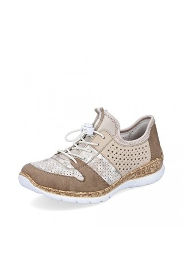 Rieker Femme Baskets N4255, Dame Baskets Basses,Chaussure Basse,Chaussures de Rue,Loisirs,Sport,Beige Beige / 60 ,38 EU / 5 