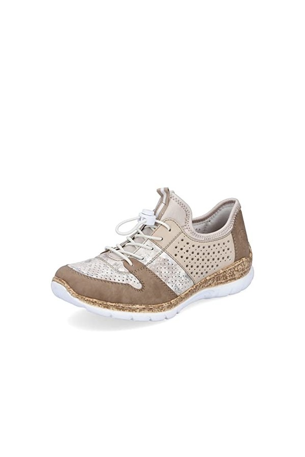 Rieker Femme Baskets N4255, Dame Baskets Basses,Chaussure Basse,Chaussures de Rue,Loisirs,Sport,Beige Beige / 60 ,38 EU / 5 