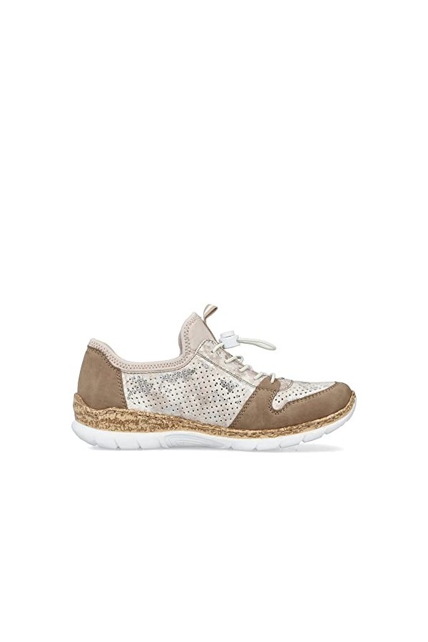Rieker Femme Baskets N4255, Dame Baskets Basses,Chaussure Basse,Chaussures de Rue,Loisirs,Sport,Beige Beige / 60 ,38 EU / 5 