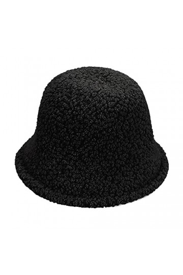 NICEYEA Chapeau bob dhiver en fausse fourrure chaude et chaude - Couleur unie - Chapeau léger pour femme, Noir , taille uniq