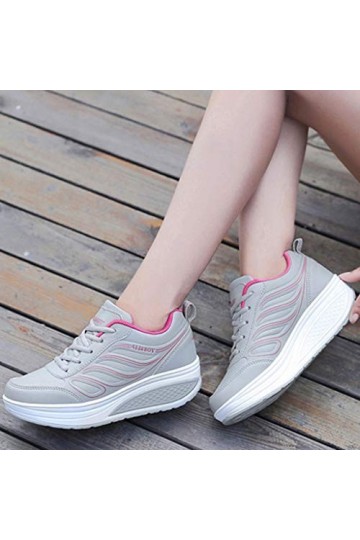 Chaussures CompenséEs Femme Ete Confortable en Daim Cuir Baskets Mode LéGer Respirante Pas Cher Tendance Soldes Air Cushion S