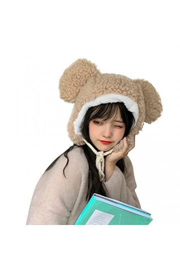 Femme Filles Mignon Bonnet dHiver Dessin Animé avec Oreilles dours Chapeau Epaissie Chaud Peluche Cache-Oreille Protection 