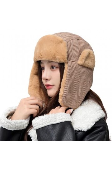 NICEYEA Bonnet de trappeur dhiver chaud avec cache-oreilles - Coupe-vent - Pour la chasse, le ski - Pour femme, kaki, taille