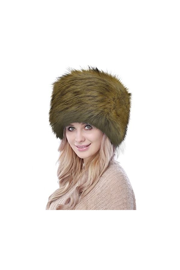 NICEYEA Chapeau dhiver chaud en fausse fourrure pour femme - Bonnet russe chic avec polaire épaisse et chaude - Chapeau bob 