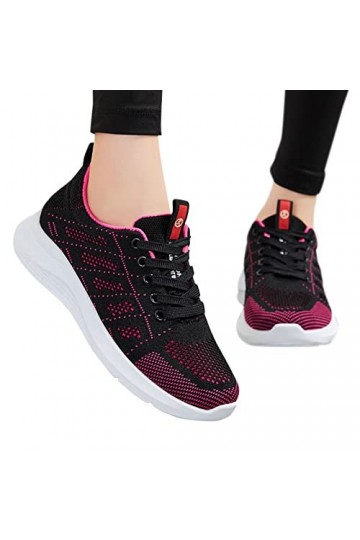 aaSccex Baskets moustaches antidérapantes pour femme - Semelle souple - Respirantes - Antidérapantes - Couleur contrastée - P