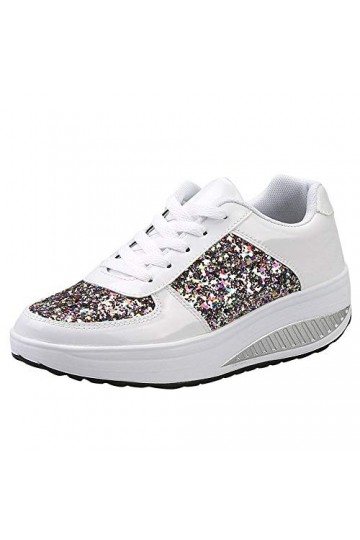 Generisch Edges Sport Shake Chaussures à Paillettes pour Femme Noir, Blanc., 36 EU 3X-Étroit