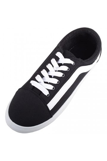 Baskets tendance à lacets pour femme - Couleurs contrastées, noir/blanc, 37 EU