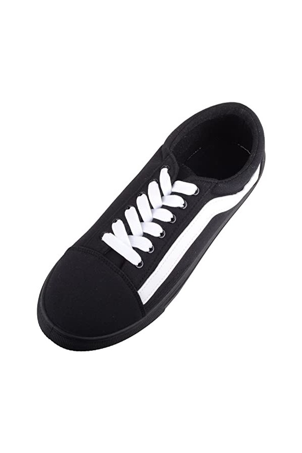 Baskets tendance à lacets pour femme - Couleurs contrastées, noir/blanc, 37 EU