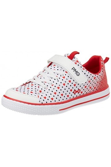 Primigi Femme College Chaussure de Gymnastique, Blanc et Rouge, 34 EU