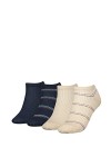 Tommy Hilfiger Th 4P Coastal Stripe Tencel Baskets pour Femme Chaussettes décontractées, Combo Beige, 6-8