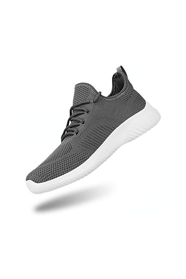 Lumeiy Chaussures de Mode - Les Empreintes de Femmes sur Les Baskets Grises, Les Chaussures de Tennis Confortables, Les Baske