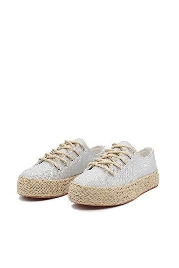 QUEEN HELENA Baskets dété légères confortables en daim décontracté pour femme, X22 103 Argent, 39 EU