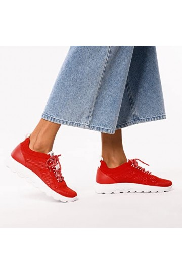 Geox Femme D Spherica A Sneakers, Red, 39 EU