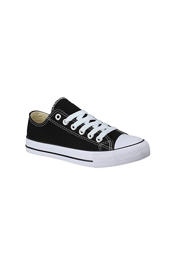 Elara Baskets Basses Unisexe Femme Homme Chunkyrayan Chucks-Flach-1 Black-42