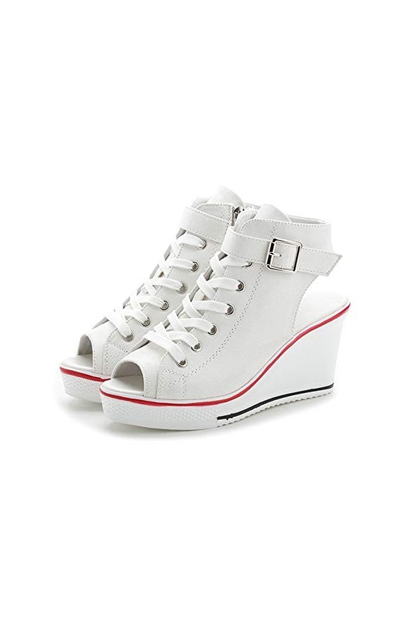 Baskets Compensées Tendance 35-43 EU Femme Baskets Compensées Chaussure de Sport Marche Fitness Sneakers Basses Compensées 8 