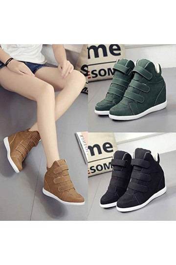 shownicer Femme Talon Compensé Plateforme Bottillon Élégant Baskets Mode Chaussures Respirantes Chaud Sneakers Chaussure de S