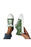 shownicer Femmes Casual Baskets Sneakers Mode Lacets Chaussures Talon Plat Chaussures Sneakers de Marche B Vert 37 EU