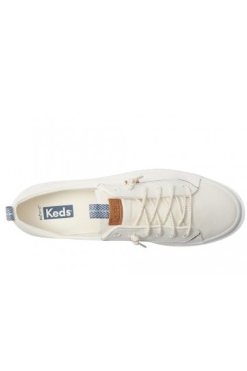 Keds Femme Chaussures à Enfiler en Toile Kickback Basket, Blanc Marine Nautique, 37 EU