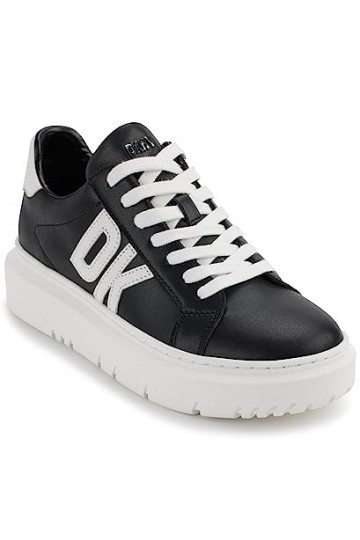 DKNY Femme Marian Lace Up Baskets en Cuir, Noir/Blanc, 40 EU