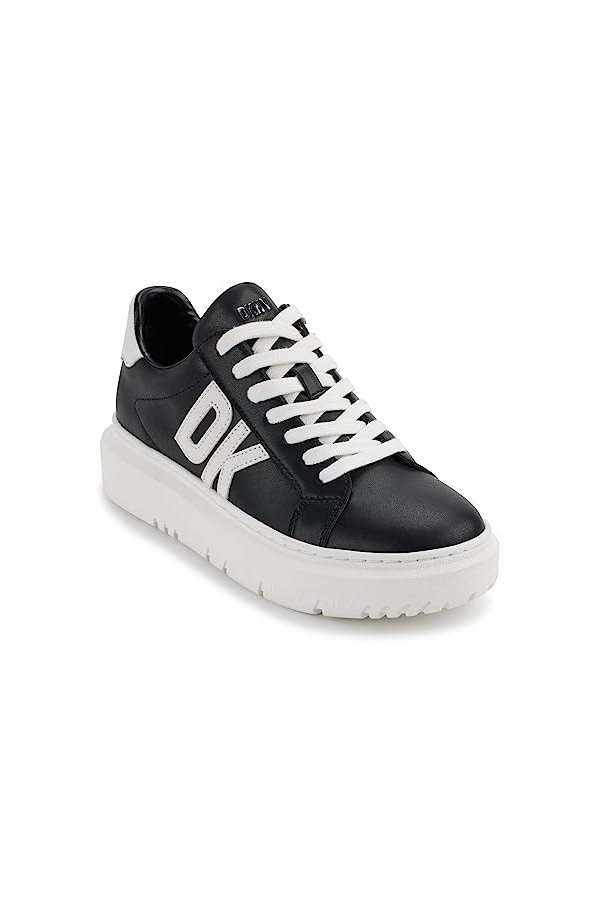 DKNY Femme Marian Lace Up Baskets en Cuir, Noir/Blanc, 40 EU