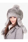 Futrzane Montagne Chapka en Fausse Fourrure De Renard pour Hiver Argenté Sibérien 