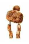 Futrzane Mongolian Chapka en Fourrure Fausse Fourrure De Renard pour Hiver Perdrix 