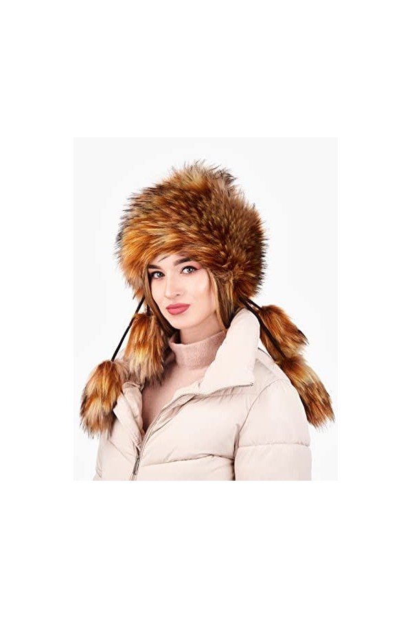 Futrzane Mongolian Chapka en Fourrure Fausse Fourrure De Renard pour Hiver Perdrix 