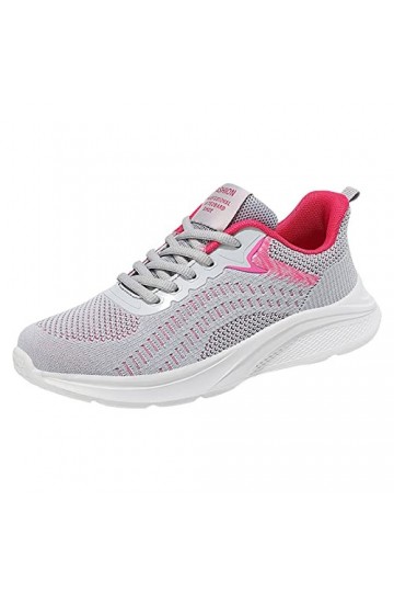 Coo2Sot Chaussure Sport Femme Baskets Mode Été Motif Maille Respirant Confortable Antidérapant Dentelles Grandes Chaussures B