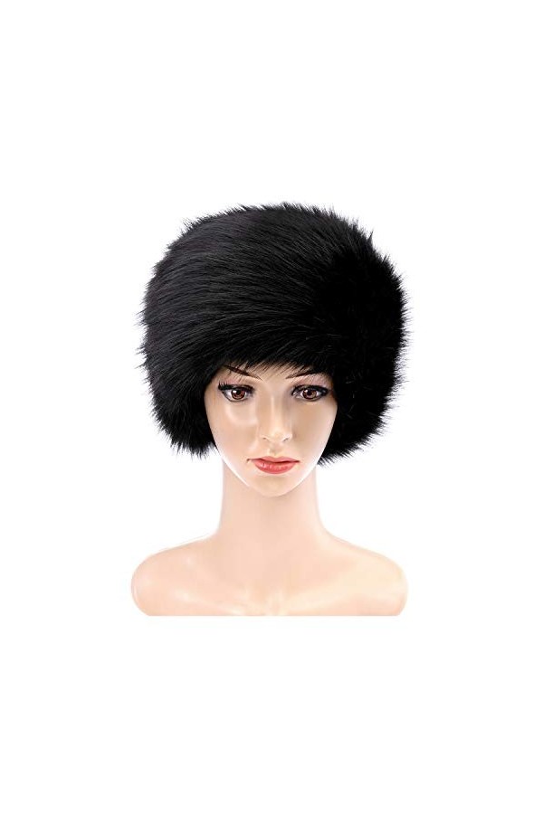Everkeen Chapeau femme en fausse fourrure style cosaque russe noir