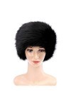 Everkeen Chapeau femme en fausse fourrure style cosaque russe noir