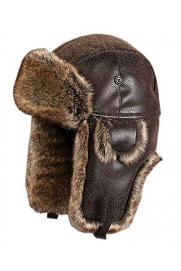 Insun Unisex Chapka en Fausse Fourrure Chapeau de Trappeur dhiver Anti Vent Aviateur Casquette Marron XL Chapkas circonféren