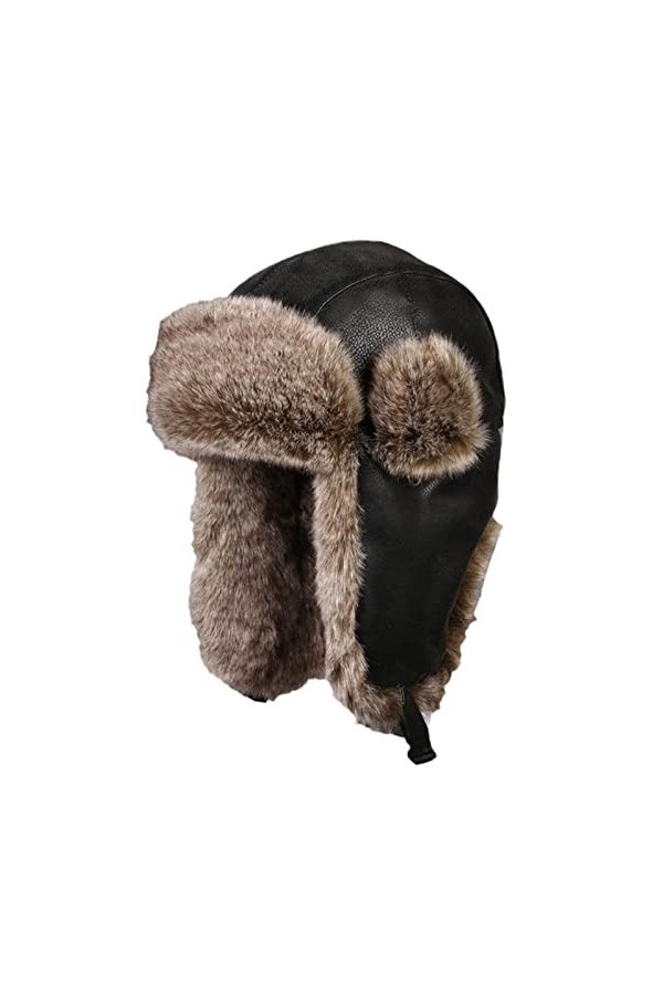 Insun Unisex Chapka en Fausse Fourrure Chapeau de Trappeur dhiver Anti Vent Aviateur Casquette Marron XL Chapkas circonféren